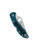 Spyderco Delica 4 folding knife with thumb hole - shown closed pocket clip side.  Satin K390 steel plain edge blade.  Blue FRN handle.  Model C11FPK390.