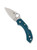 Spyderco Dragonfly 2 folding knife with thumb hole - shown open presentation side.  Satin K390 steel plain edge blade.  Blue FRN handle.  Model C28FP2K390.