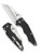 Spyderco Yojumbo folding knife with thumb hole - shown open presentation side and closed pocket clip side.  Satin S30V stainless steel plain edge blade.  Black G-10 handle.  Model C253GP.