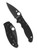 Spyderco Manix 2 folding knife with thumb hole - shown both open presentation side and closed pocket clip side.  Black S30V stainless steel plain edge blade.  Black G-10 handle.  Model C101GPBBK2.