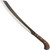 Condor Tool and Knife Duku Parang machete - shown out of sheath reverse.  1075 HC steel plain edge blade.  Wood handle.  Model CTK425-16HC.