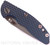 Rick Hinderer Knives XM-18 3.0" Spear Point Non Flipper folding knife with thumb studs - shown closed presentation side.  Working Finish 20CV stainless steel plain edge blade.  Blue - black G-10 handle with Working Finish lock side.  Model K10813SGW00.