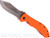 Emerson Knives Market Skinner SFS folding knife with thumb disk and Emerson Wave opener - shown open presentation side.  Satin 154CM stainless steel combo edge blade.  Orange G-10 handle.  Model MS-SFS-OR.
