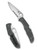 Spyderco Endura 4 folding knife with thumb hole - shown open presentation side and closed pocket clip side.  Satin VG-10 stainless steel combo edge blade.  Foliage Green FRN handle.  Model C10PSFG.