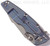 Rick Hinderer Knives Eklipse Harpoon Tanto folding knife with thumb stud and flipper tab - shown closed lock side.  Working Finish 20CV stainless steel plain edge blade.  Blue - black G-10 handle with Battle Blue lock side.  Model K4054SGS00.