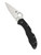 Spyderco Delica 4 folding knife with thumb hole - shown open presentation side.  Satin VG-10 stainless steel plain edge blade.  Black FRN handle.  Model C11FPBK.
