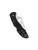 Spyderco Delica 4 folding knife with thumb hole - shown closed pocket clip side.  Satin VG-10 stainless steel plain edge blade.  Black FRN handle.  Model C11FPBK.