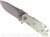 Rick Hinderer Knives Half Track Slicer folding knife with flipper tab - shown open presentation side.  Stonewash 20CV stainless steel plain edge blade.  Translucent Green G-10 handle with stonewash titanium lock side.  Model K2009SGS00.