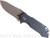 Rick Hinderer Knives Half Track Slicer folding knife with flipper tab - shown open presentation side.  Stonewash 20CV stainless steel plain edge blade.  Blue - black G-10 handle with Battle Blue titanium lock side.  Model K2009SGS00.
