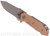 Rick Hinderer Knives Half Track Slicer folding knife with flipper tab - shown open presentation side.  Working Finish 20CV stainless steel plain edge blade.  Coyote G-10 handle with Battle Bronze titanium lock side.  Model K2009SGS00.