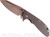 Rick Hinderer Knives XM-24 Sheepsfoot folding knife with thumb stud and flipper tab - shown open presentation side.  Stonewash 20CV stainless steel plain edge blade.  Black G-10 handle with stonewash bronze lock side.  Model K3073SGS00.
