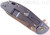 Rick Hinderer Knives XM-24 Sheepsfoot folding knife with thumb stud and flipper tab - shown closed lock side.  Stonewash 20CV stainless steel plain edge blade.  Blue - black G-10 handle with stonewash blue lock side.  Model K3073SGS00.
