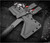 RMJ Tactical Ragnarok 14 tomahawk - shown close up of head in sheath obverse.  Textured black Cerakote 80CRV2 steel plain edge head.  Black G-10 handle.