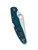 Spyderco Police 4 folding knife with thumb hole - shown closed pocket clip side.  Satin K390 steel plain edge blade.  Blue FRN handle.  Model C07FP4K390.
