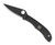 Spyderco Honeybee folding knife with thumb hole - shown open obverse.  Black 3Cr13 stainless steel plain edge blade.  Black stainless steel handle.  Model C137BKP.