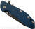 Rick Hinderer Knives XM-24 Sheepsfoot folding knife with thumb stud and flipper tab - shown closed presentation side.  Battle Black 20CV stainless steel plain edge blade.  Blue - black G-10 handle with Battle Black lock side.  Model K3073SGD00.
