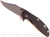Rick Hinderer Knives XM-18 3.5" Bowie folding knife with thumb stud and flipper tab - shown open presentation side.  Working Finish 20CV stainless steel plain edge blade.  Black G-10 handle with Working Finish titanium lock side.  Model K2032SGW00.