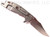 Rick Hinderer Knives XM-18 3.5" Bowie folding knife with thumb stud and flipper tab - shown open lock side.  Stonewash 20CV stainless steel plain edge blade.  Red G-10 handle with stonewash titanium lock side.  Model K2032SGS00.