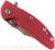 Rick Hinderer Knives XM-18 3.5" Bowie folding knife with thumb stud and flipper tab - shown closed presentation side.  Stonewash 20CV stainless steel plain edge blade.  Red G-10 handle with stonewash titanium lock side.  Model K2032SGS00.
