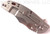 Rick Hinderer Knives XM-18 3.5" Bowie folding knife with thumb stud and flipper tab - shown closed lock side.  Stonewash 20CV stainless steel plain edge blade.  Red G-10 handle with stonewash titanium lock side.  Model K2032SGS00.