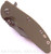 Rick Hinderer Knives XM-18 3.5" Bowie folding knife with thumb stud and flipper tab - shown closed presentation side.  Working Finish 20CV stainless steel plain edge blade.  OD green G-10 handle with Working Finish titanium lock side.  Model K2032SGW00.