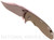 Rick Hinderer Knives XM-18 3.5" Bowie folding knife with thumb stud and flipper tab - shown open presentation side.  Working Finish 20CV stainless steel plain edge blade.  OD green G-10 handle with Battle Bronze titanium lock side.  Model K2032SGW00.
