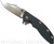 Rick Hinderer Knives XM-18 3.5" Bowie folding knife with thumb stud and flipper tab - shown open presentation side.  Stonewash 20CV stainless steel plain edge blade.  Dark green - black G-10 handle with stonewash bronze titanium lock side.  Model K2032SGS00.
