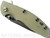 Rick Hinderer Knives XM-18 3.5" Spanto folding knife with thumb stud and flipper tab - shown closed presentation side.  Stonewash S45VN stainless steel plain edge blade.  Translucent Green G-10 handle with stonewash lock side.  Model K2002SGS00.