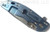 Rick Hinderer Knives XM-18 3.5" Spanto folding knife with thumb stud and flipper tab - shown closed lock side.  Stonewash S45VN stainless steel plain edge blade.  Blue G-10 handle with stonewash blue lock side.  Model KXM35SPA.