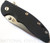 Rick Hinderer Knives XM-18 3.5" Spanto folding knife with thumb stud and flipper tab - shown closed presentation side.  Stonewash S45VN stainless steel plain edge blade.  Black G-10 handle with stonewash bronze lock side.  Model K2002SGS00.