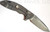 Rick Hinderer Knives XM-18 3.5" Spanto folding knife with thumb stud and flipper tab - shown open lock side.  Working Finish S45VN stainless steel plain edge blade.  FDE G-10 handle with Working Finish lock side.  Model K2002SGW00.