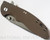 Rick Hinderer Knives XM-18 3.5" Spanto folding knife with thumb stud and flipper tab - shown closed presentation side.  Working Finish S45VN stainless steel plain edge blade.  FDE G-10 handle with Working Finish lock side.  Model K2002SGW00.