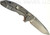 Rick Hinderer Knives XM-18 3.5" Spanto folding knife with thumb stud and flipper tab - shown open lock side.  Working Finish S45VN stainless steel plain edge blade.  Grey G-10 handle with Working Finish lock side.  Model K2002SGW00.