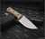 RMJ Tactical Utsidihi fixed blade knife - shown out of sheath obverse.  Tungsten Cerakote Nitro-V stainless steel plain edge blade.  Hyena Brown G-10 handle.  Model K-UT2-TU-HB.
