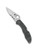 Spyderco Delica 4 folding knife with thumb hole - shown open presentation.  Satin VG-10 stainless steel combo edge blade.  Foliage Green FRN handle.  Model C11PSFG.