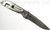 Rick Hinderer Knives Firetac Recurve folding knife with thumb disk - shown open lock side.  Stonewash 20CV stainless steel plain edge blade.  Black G-10 handle with stonewash lock side.  Model K205FSGS00.