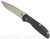 Rick Hinderer Knives Firetac Recurve folding knife with thumb disk - shown open presentation side.  Working Finish 20CV stainless steel plain edge blade.  Black G-10 handle with Working Finish lock side.  Model K205FSGW00.