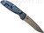 Rick Hinderer Knives Firetac Recurve folding knife with thumb disk - shown open lock side.  Working Finish 20CV stainless steel plain edge blade.  Blue G-10 handle with Battle Blue lock side.  Model K205FSGW00.