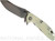 Rick Hinderer Knives XM-18 3.0" Skinner folding knife with thumb studs and flipper tab - shown open presentation side.  Stonewashed 20CV stainless steel plain edge blade.  Translucent Green G-10 handle with stonewashed lock side.  Model K1041SGS00.