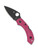 Spyderco Dragonfly 2 folding knife with thumb hole - shown open presentation side.  Black S30V stainless steel plain edge blade.  Pink FRN handle.  Model C28FPPNS30VBK2.