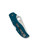 Spyderco Stretch 2 folding knife with thumb hole - shown closed pocket clip side.  Satin K390 steel plain edge blade.  Blue FRN handle.  Model C90FP2K390.