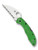 Spyderco Salt 2 Wharncliffe folding knife with thumb hole - shown open presentation side.  Satin LC200N stainless steel serrated edge blade.  Green FRN handle. Model C88FSWCGR2.