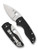Spyderco Lil' Native Slipit folding knife with thumb hole - shown open presentation side and closed pocket clip side.  Satin S30V stainless steel plain edge blade.  Black G-10 handle.  Model C230NLGP.