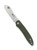Spyderco Roadie Slipjoint folding knife with Double Dent - shown open obverse.  Satin N690Co stainless steel plain edge blade.  Green FRN handle.  Model C189PGR.
