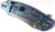 Rick Hinderer Knives XM-18 3.0" Skinner folding knife with thumb studs and flipper tab - shown closed lock side.  Stonewashed 20CV stainless steel plain edge blade.  Blue G-10 handle with stonewashed blue lock side.  Model K1041SGS00.