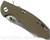 Rick Hinderer Knives XM-18 3.0" Skinner folding knife with thumb studs and flipper tab - shown closed presentation side.  Stonewashed 20CV stainless steel plain edge blade.  OD green G-10 handle with stonewashed bronze lock side.  Model K1041SGS00.