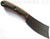 RMJ Tactical Jackdaw fixed blade knife - shown out of sheath reverse.  Tungsten Cerakote Nitro-V stainless steel plain double edge blade.  Blaze Olive G-10 handle.