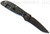 Rick Hinderer Knives Firetac Recurve folding knife with thumb disk - shown open lock side.  Battle Black 20CV stainless steel plain edge blade.  Blue G-10 handle with Battle Black lock side.  Model K205FSGD00.