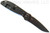 Rick Hinderer Knives Firetac Recurve folding knife with thumb disk - shown open lock side.  Battle Black 20CV stainless steel plain edge blade.  OD green G-10 handle with Battle Black lock side.  Model K205FSGD00.