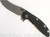 Rick Hinderer Knives XM-18 3.0" Skinner folding knife with thumb studs and flipper tab - shown open presentation side.  Working Finish 20CV stainless steel plain edge blade.  Black G-10 handle with Working Finish lock side.  Model K1041SGW00.